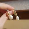 Hong Kong Retro Pearl Knot Earrings: Elegant, Luxurious, Versatile Design for Women