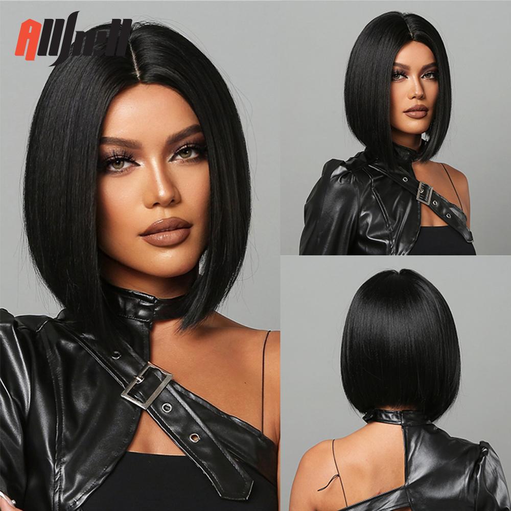 Короткие винно-красные синтетические парики, прямые волосы, парик с челкой, волосы боб для чернокожих женщин, афро-косплей, вечерние, термостойкие парики