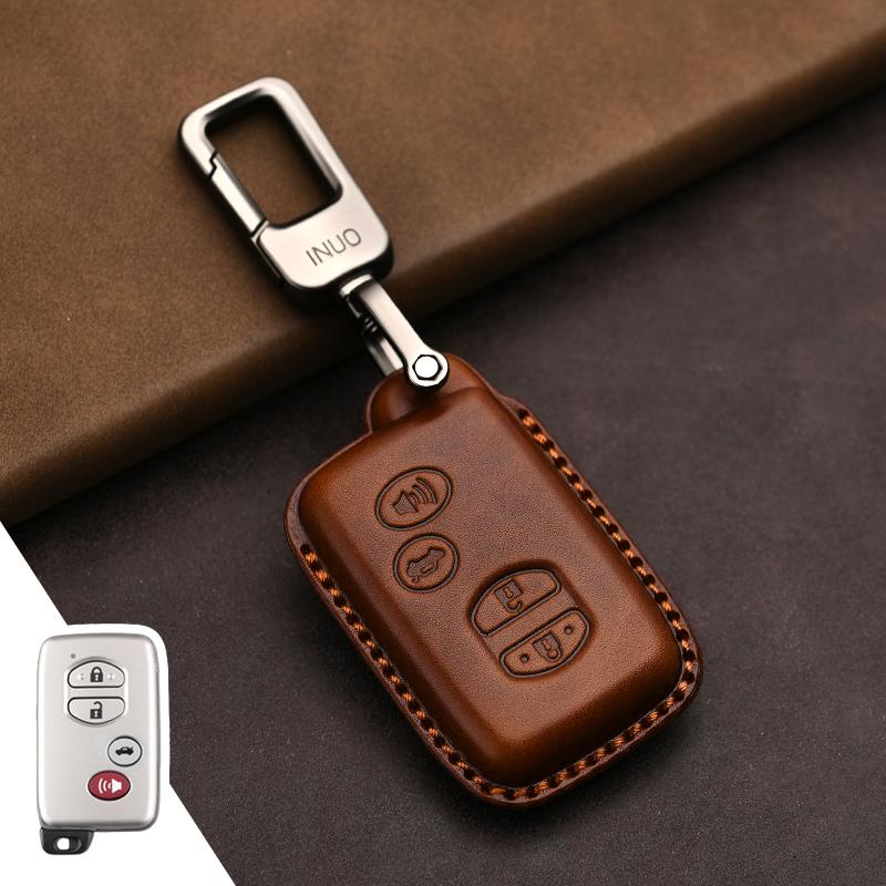 Genuine Leather Protector for Toyota Key Cover Old Prado Land Cruiser Prius Reiz Camry Crown Key Case Cover Fob