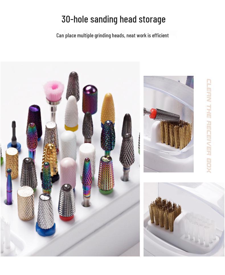 Cross-Border Manicure 30-Hole Grinding Head Storage & Cleaning Box