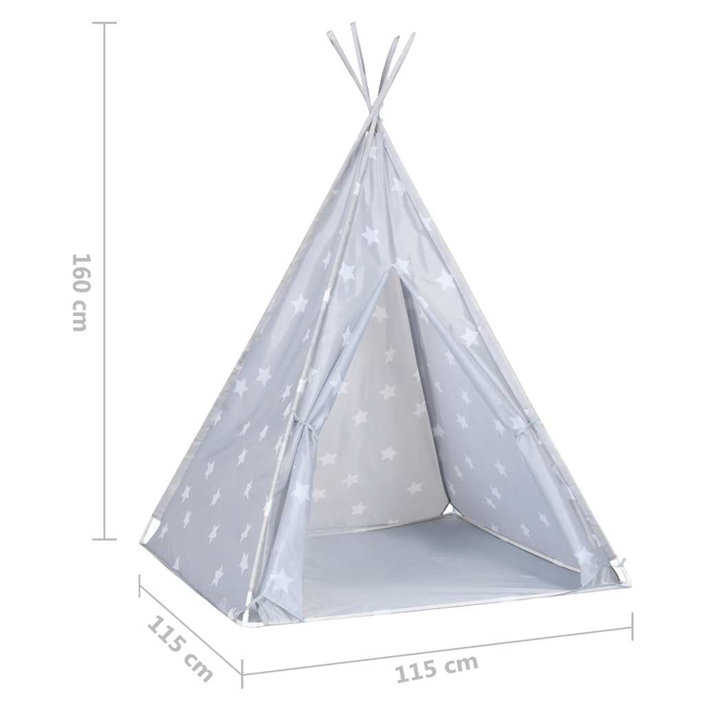 Kids Tipi Tent with Carry Bag Polyester Gray 115 x 115 x 160 cm