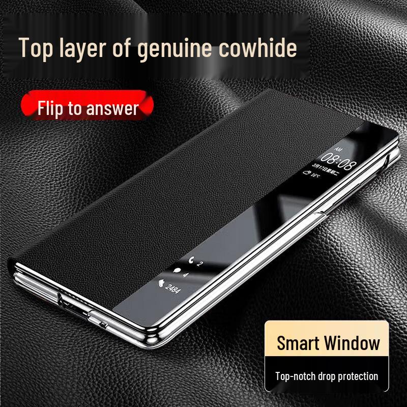 KOOLIFE Smart View Genuine Leather Flip Case