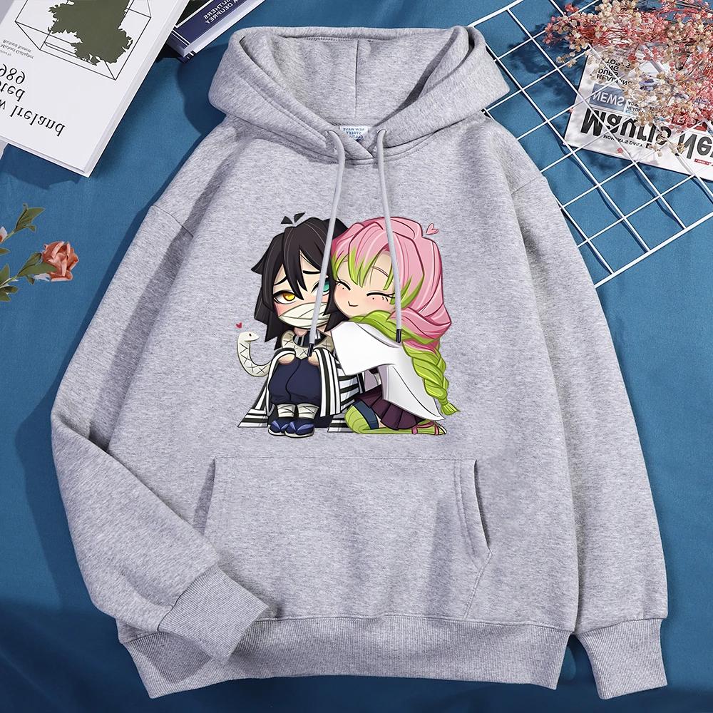 New Anime Cute Kanroji Mitsuri Iguro Obanai Printing Hoodies For Women Men Autumn Winter Sweatshirt Fashion Streetwear Pullover