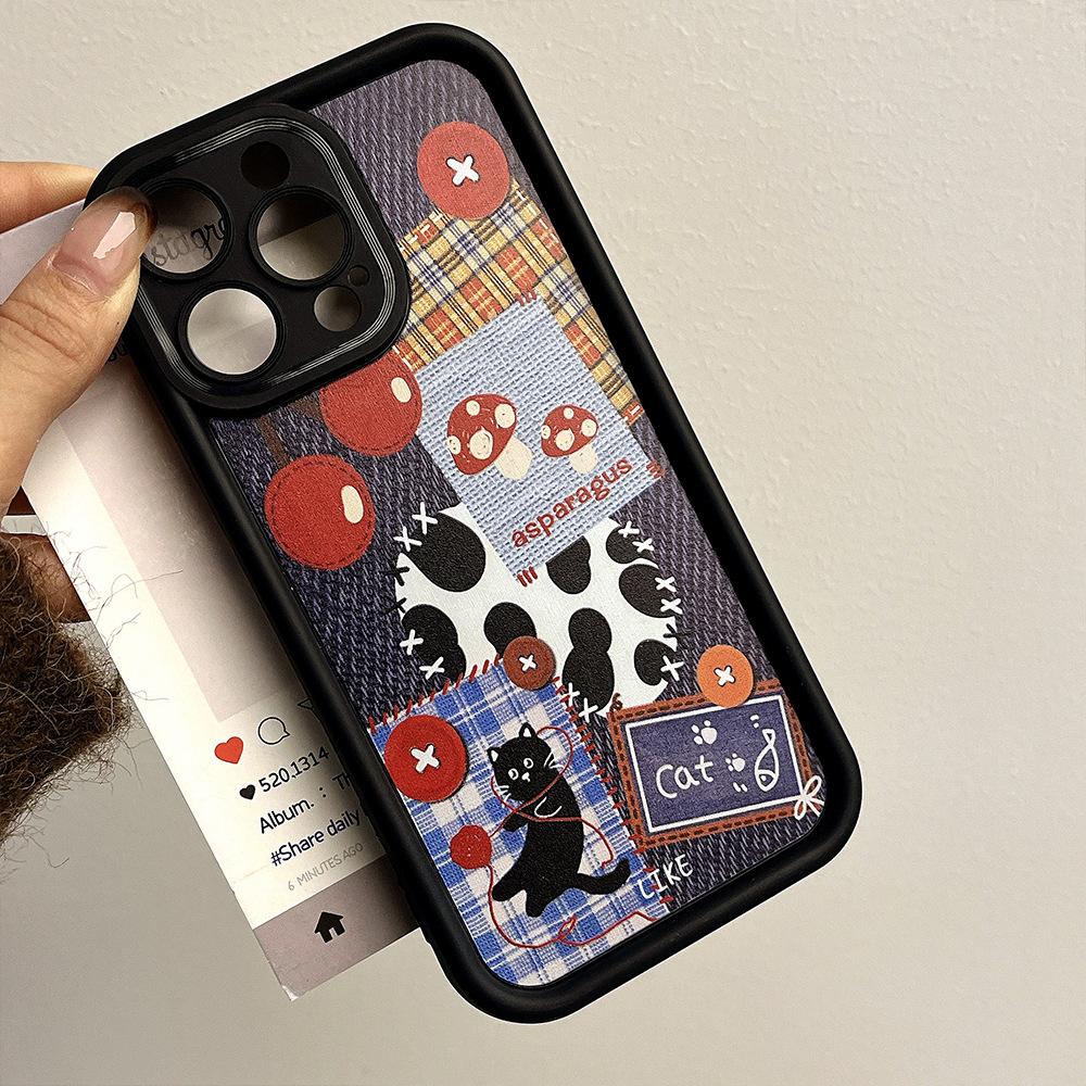 Black High Bamboo Suitable for Iphone16promax Apple 15 Mobile Phone Case with Lanyard 14 Skin Feeling 13 Protective Case Xr