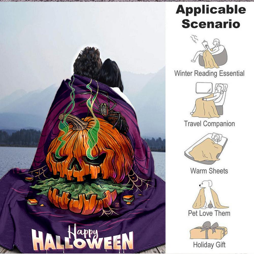1PC Halloween Pumpkin Blanket, Throw For Sofa, Bed, Travel, Printing Blanket With Soft And Warm Fabric Yy250918188