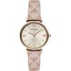 Gianni T-Bar Rose Gold Pink Textile Over Leather Ladies Quartz Watch AR11126