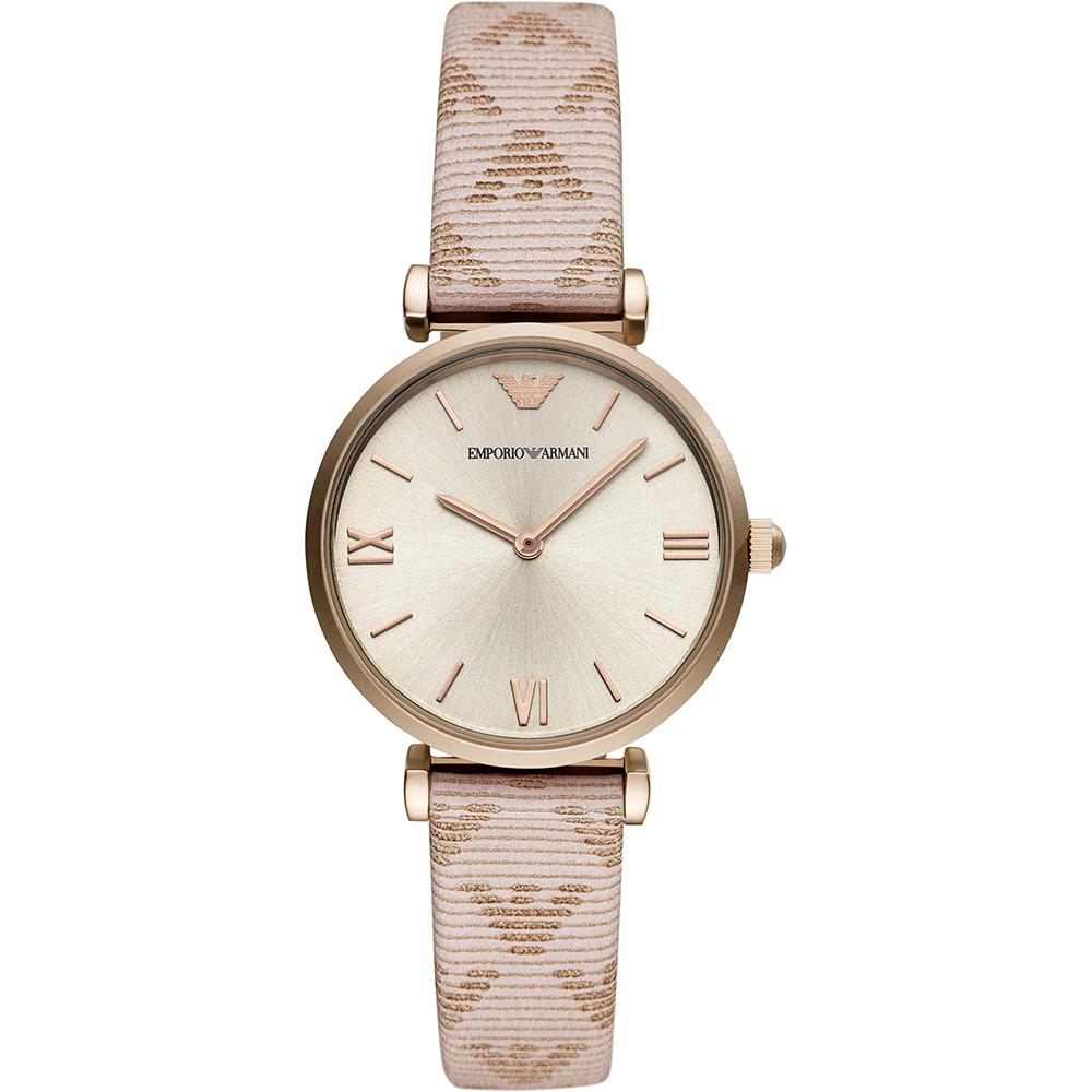 Emporio Armani Gianni T-Bar Rose gold Pink Textile over leather Ladies Quartz Watch AR11126 розового золота