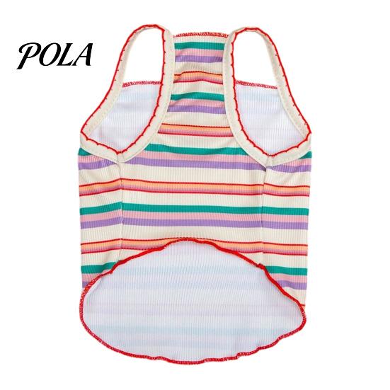 Non-Restrictive Pet Wear Colorful Striped T-Shirt, Sleeveless Thin Straps Dog Breathable Strap Shirt Tank Top with Cute Bear Embroidery for Small Dogs