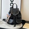 Schoolbag Foreign Style Backpack Women's 1011 Spring New Niche Retro Rivet Backpack Casual Drawstring Student Backpack