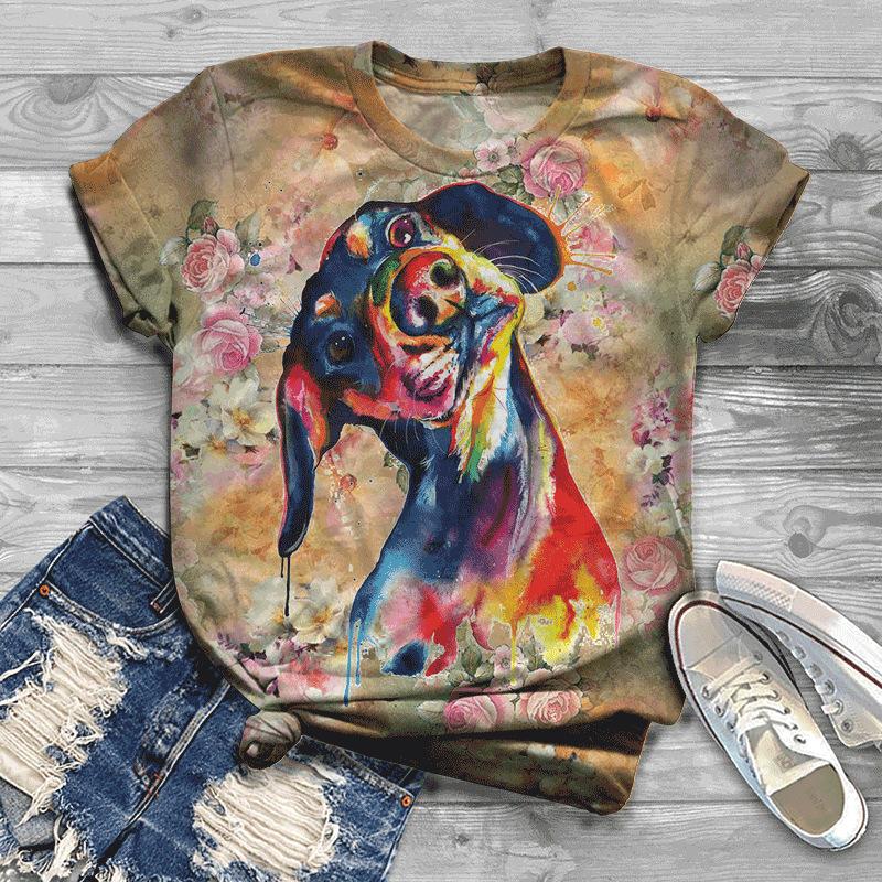 Summer Bird Pattern 3D Digital Printed Women's Fashionable Short Sleeved T-shirt