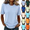 Camiseta de manga corta con cuello redondo, casual y a la moda, para mujer