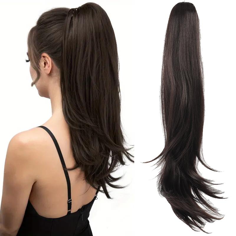 Big Grip Clip Slightly Curled Ponytail Synthetic Wig Ponytail Wig for Women Easy To Wear for Daily Gatherings with Just One Clip