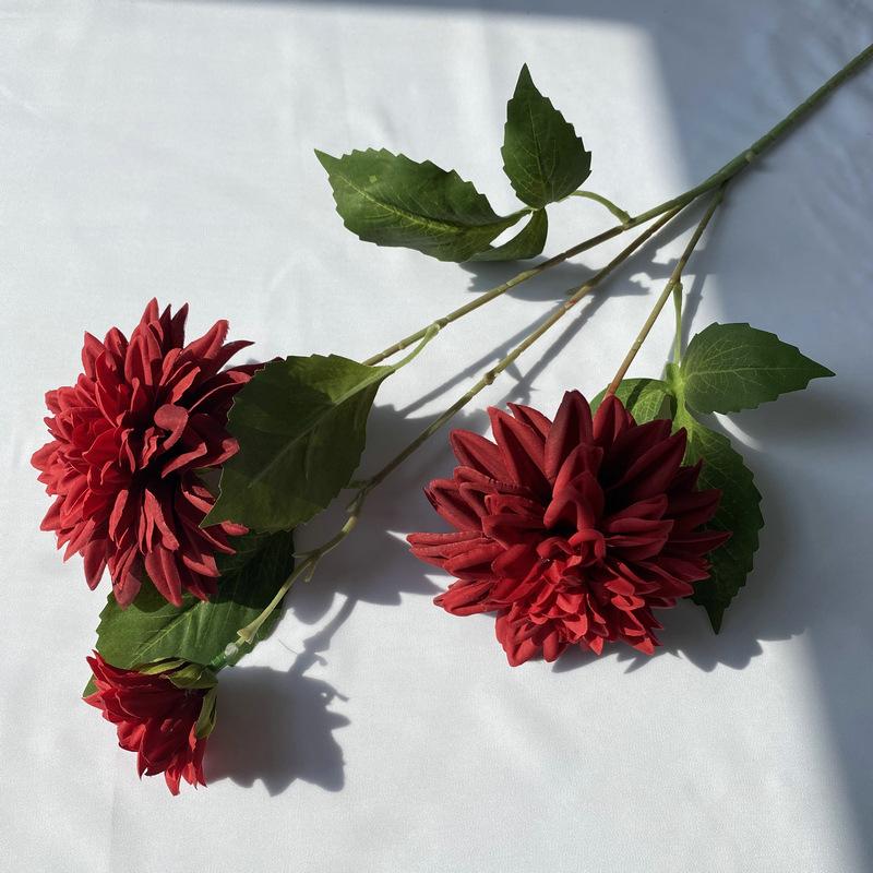 Lifelike Artificial Flower With 3 Heads Long Branch Silk Flower For Home Wedding Birthday Party Bedroom Decoration
