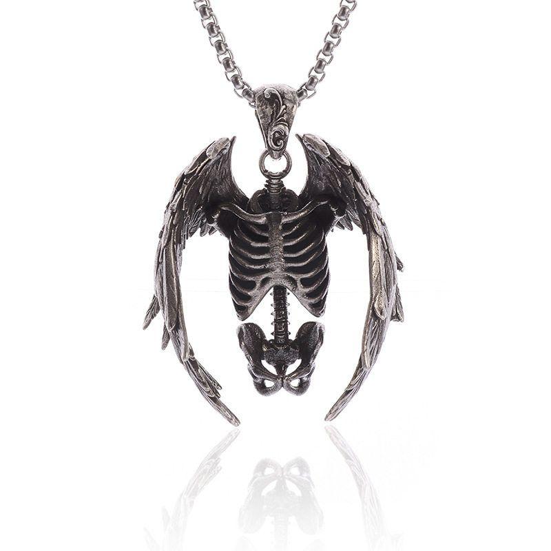 Retro G Skull Necklace Men's Dark Unique Niche Style Punk Exaggerated Death Demon Fashion Pendant