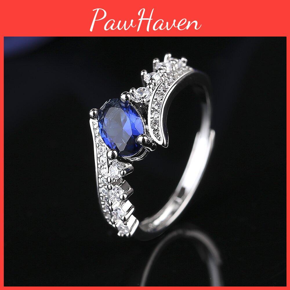 Exquisite Korean Style Copper Ring Featuring Brilliant Blue For Unisex Fashion