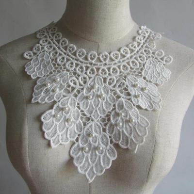 Elegant Imitation Pearl Collar DlY Fabric White Lace Trim Lace Embroidery Sewing Garment Design Lace Trims
