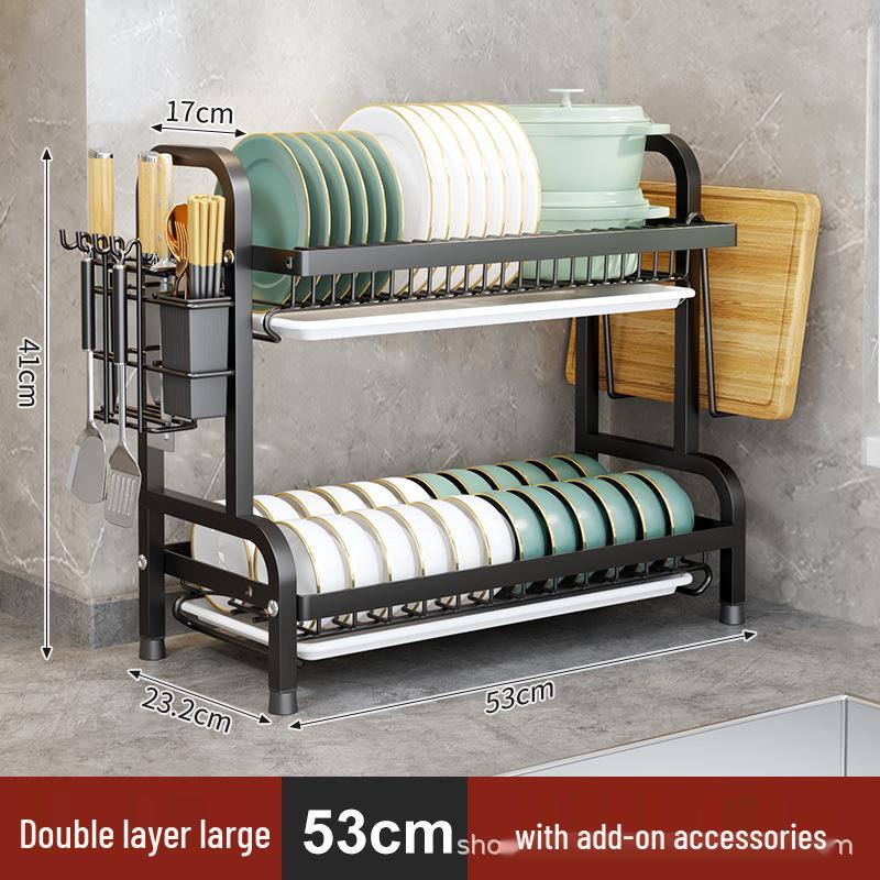 Multifunctional Kitchen Dish Rack: Countertop Draining Rack with Chopstick and Knife Holder for Dish Cabinets