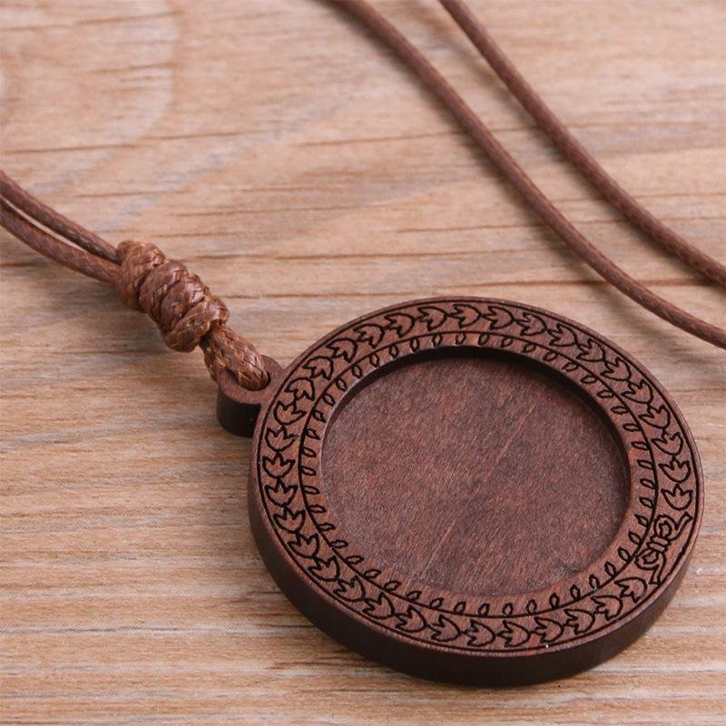 

DIY Time Gem Jewelry, Wood Bottom Support, Hollow Printed Lace Bottom Support, Wood Necklace Round 25mm