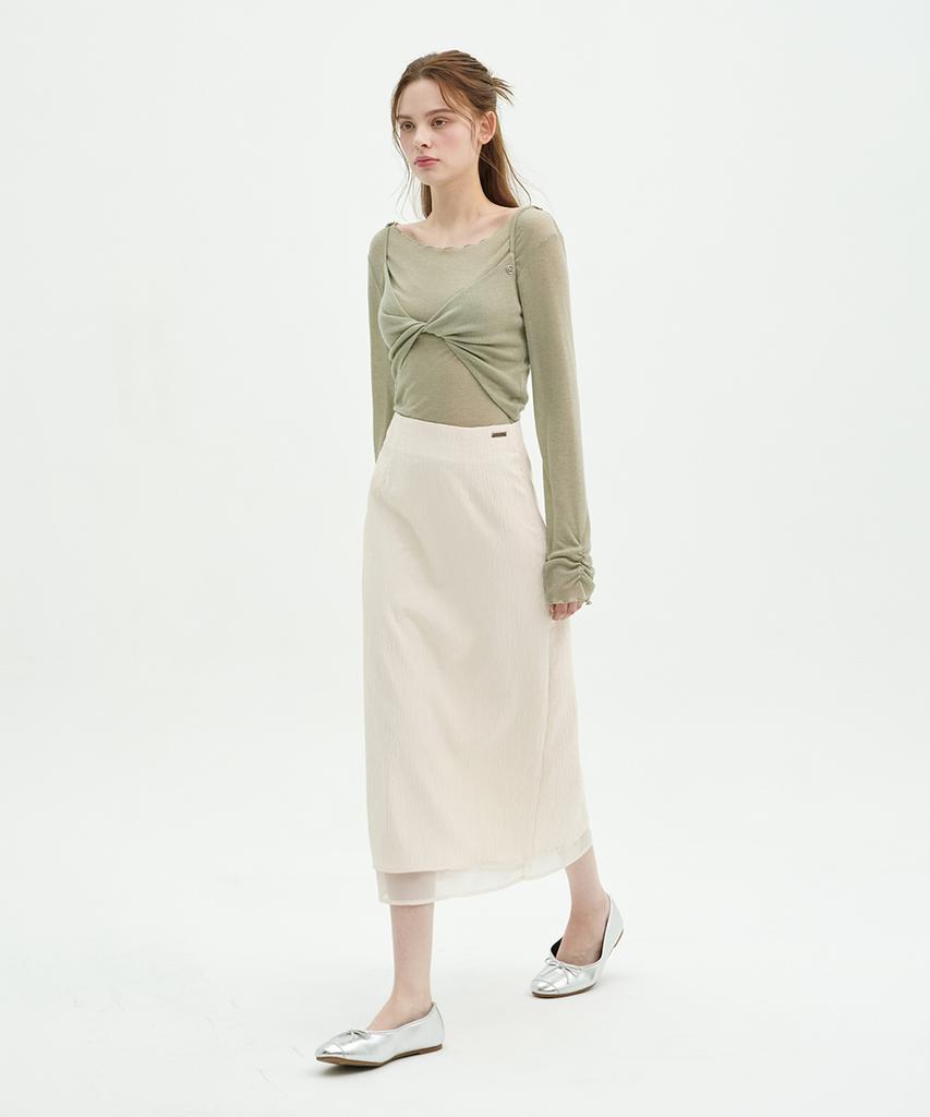 Micene Tia Wrinkle Chiffon Layered Skirt