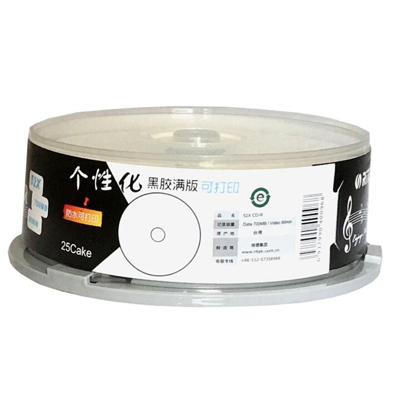25PCS/BOX Ritek Printable CD-R Blank Disc Recordable Compact Disc 700MB/80min/52x CD-R Vinyl Disc Black Media Disc
