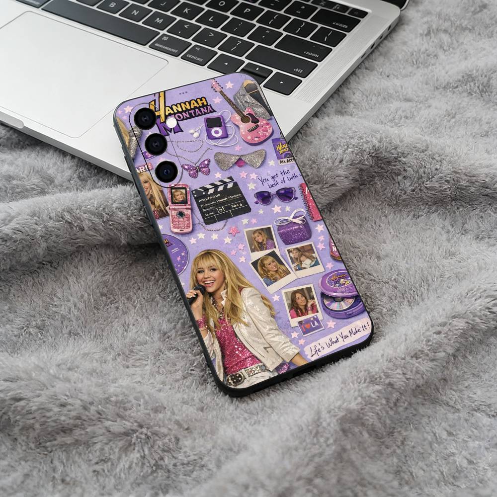 H-Hannah-M- Montana Soft Silicone phone Case for Samsung Galaxy A73/A71/A72/A70/A53/A52/A51 - Black Samsung a30 a20