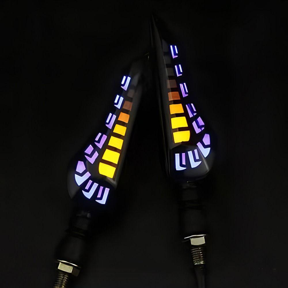 2pcs New Motorcycle LED Turn Signal Light Black ABS Indicator Lamp Brake Stop Lamp Directional Sequential Turn Signal Lamp