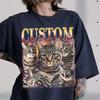 Custom Cat Bootleg Shirt, Vintage Tabby Cat Photo Shirt, Personalized Pet Picture Tee, Cat Lover Shirt, Pet Name Tee, Cat Mom Gift