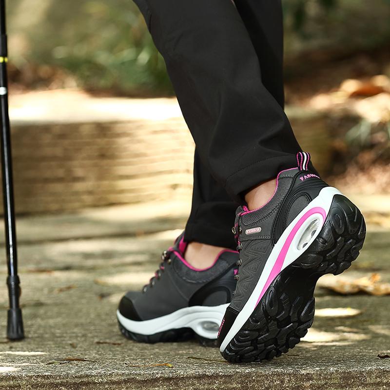 Herbst Damen Luftkissen Outdoor Leder Trekking Wanderschuhe Frau Berg Sneaker Treking Walking Camping Trail Klettern