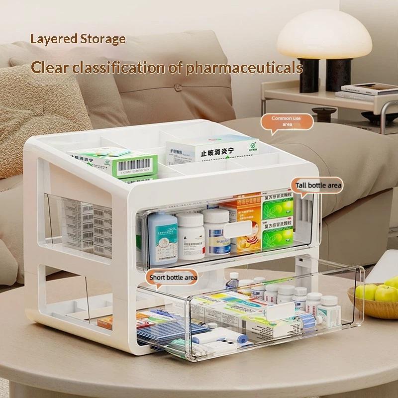 Caja de Almacenamiento de Medicamentos para el Hogar Tipo Cajón de Gran Capacidad Organizador Médico Multicapa para Farmacia Almacenamiento Clasificado