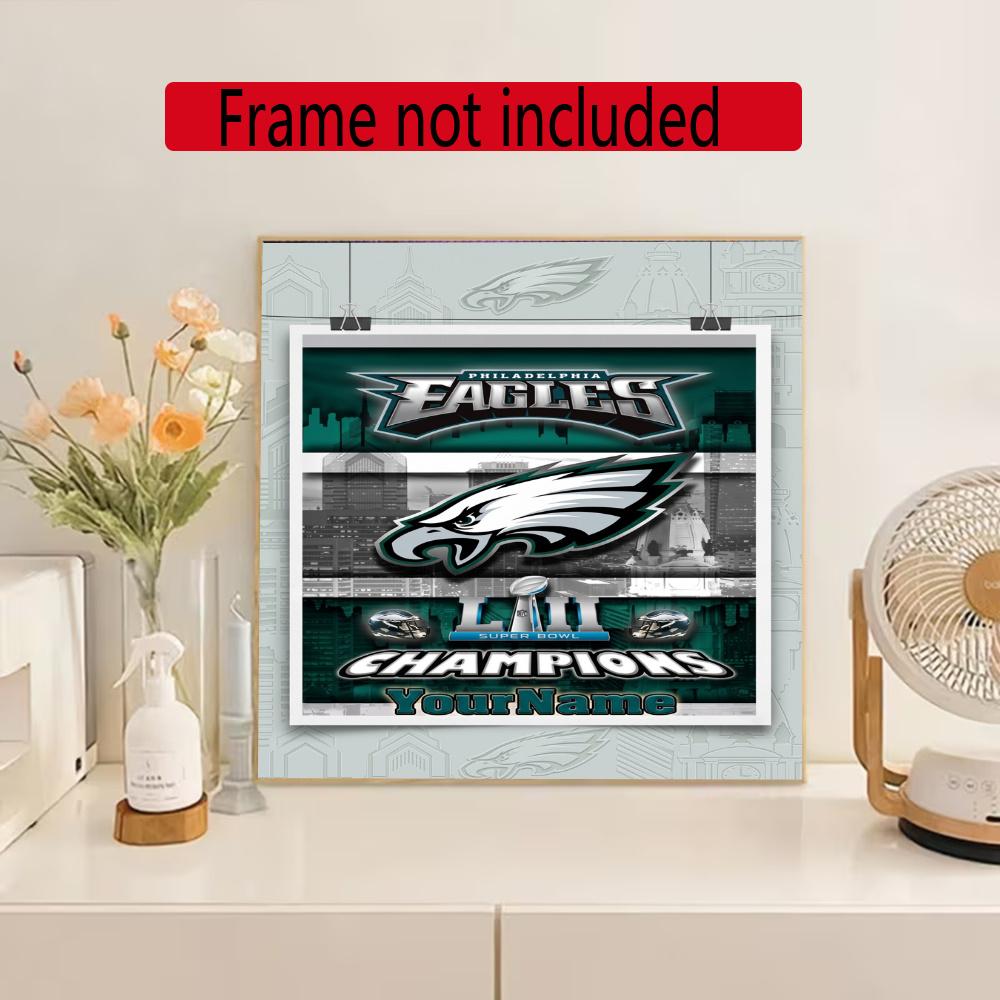 Philadelphia Eagles Customize Text Diamond Painting Round Diamond Mosaic Suitable For Beginners Diamond Painting Rhinestones Gift Frameless