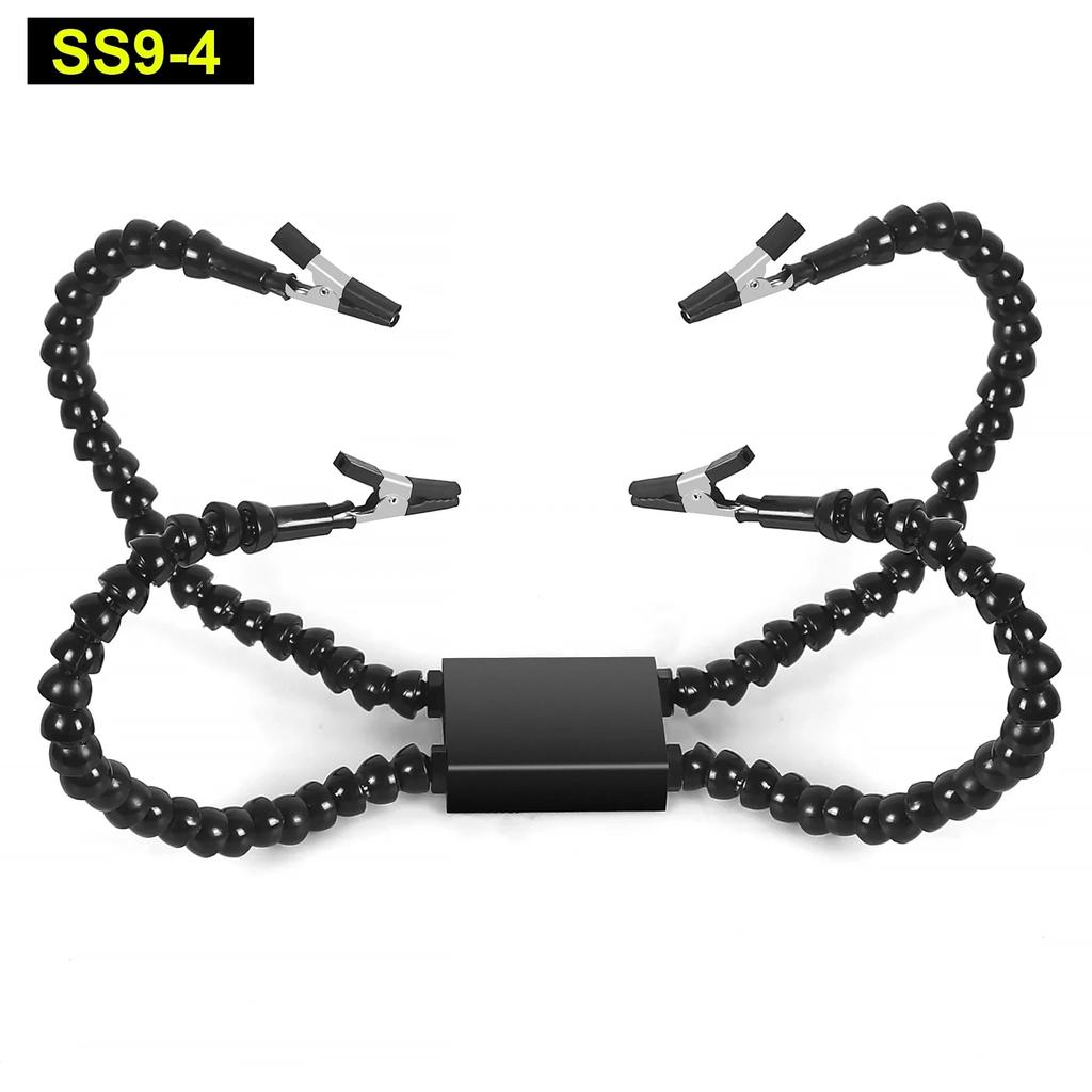NEWACALOX Soldering Third Hand 4pc Flexible Arm Welding Helping Stand Electronic Repair PCB Circuit Board Holder Model Aircraft