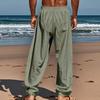 Spring Summer Men's Solid-color Cotton and Linen Casual Long Pants Hawaiian Beach Loose Sports and Breathable Street Pa