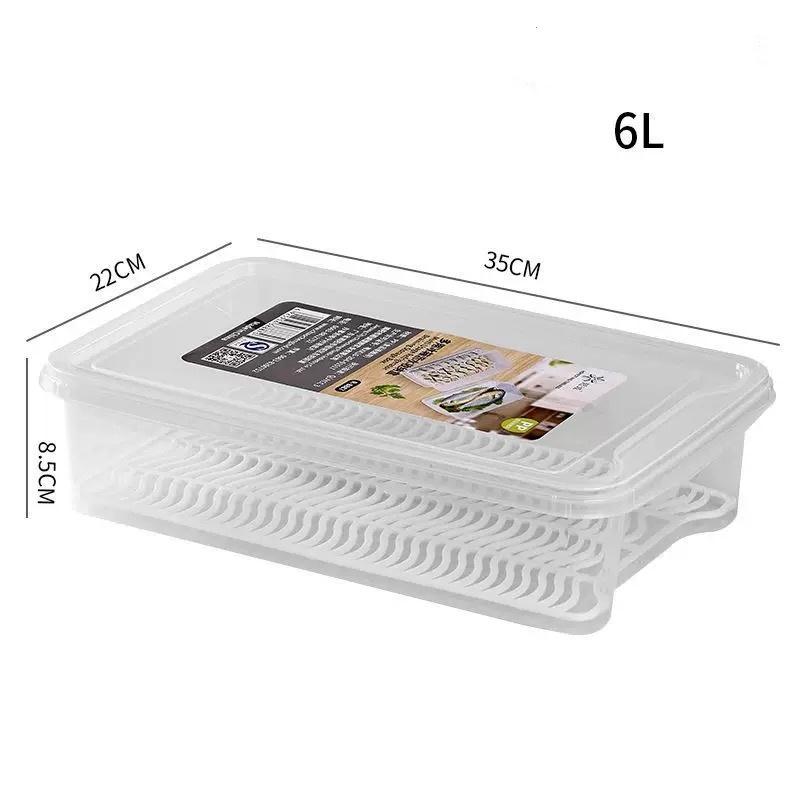 Refrigerator Storage Box Clear Fridge Organizer Fresh Vegetable Fruit Box Drain Basket Food Storage Container Kitchen Organizer