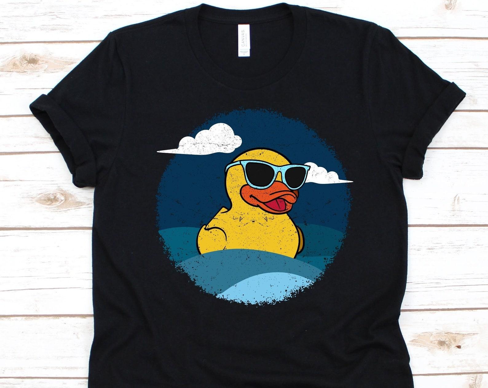 Retro Rubber Ducky With Sunglasses Shirt, Gift For Rubber Ducky Lovers, Rubber Duck Design, Cute Duck Graphic, Yellow Rubber Duck, Bath Toy XL