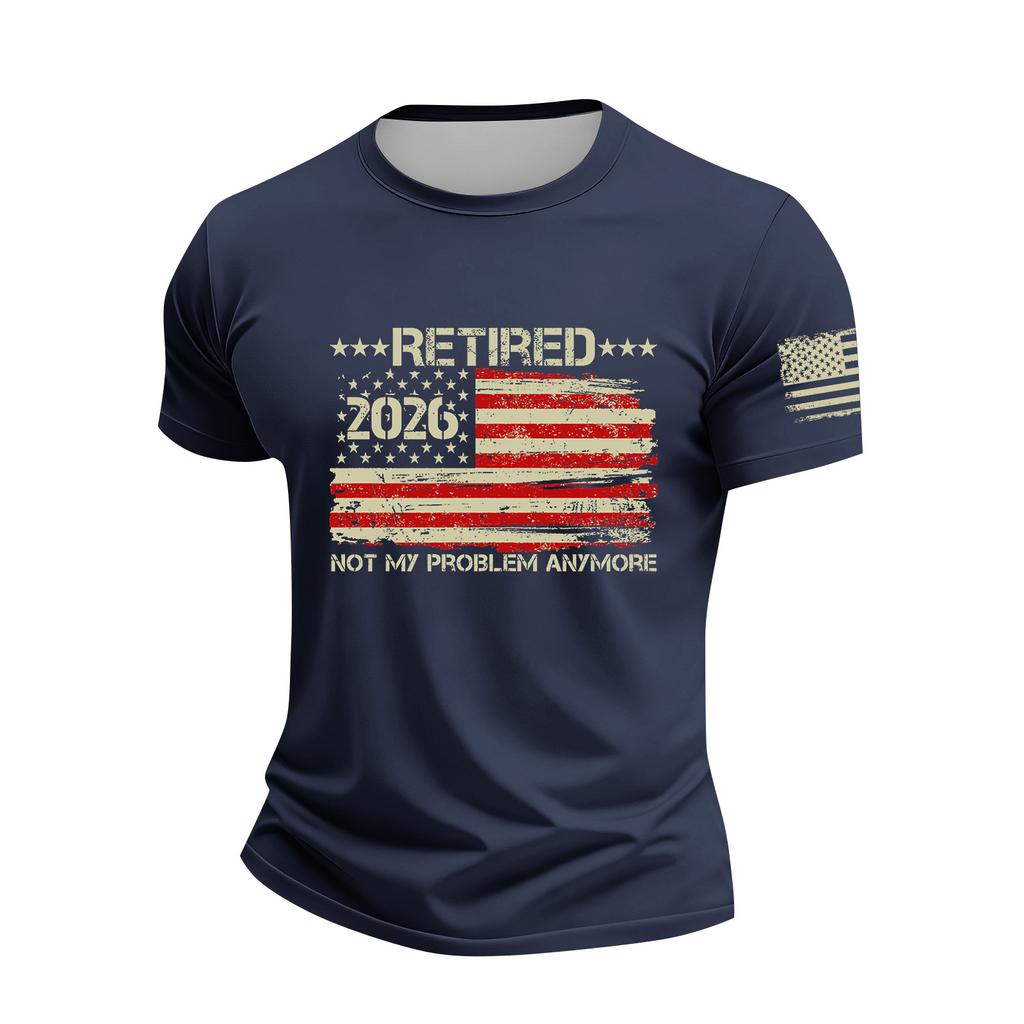 Men's Holiday Print Round Neck Short Sleeve Top Casual Sports Top