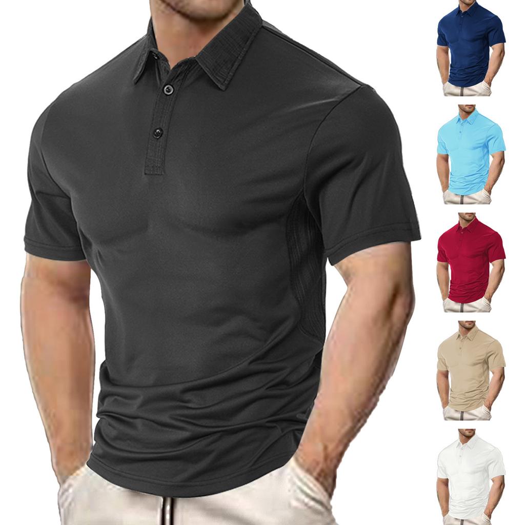Men's Shirt With Turn-down Collar And Short Sleeves – Casual, Sophisticated T-shirt