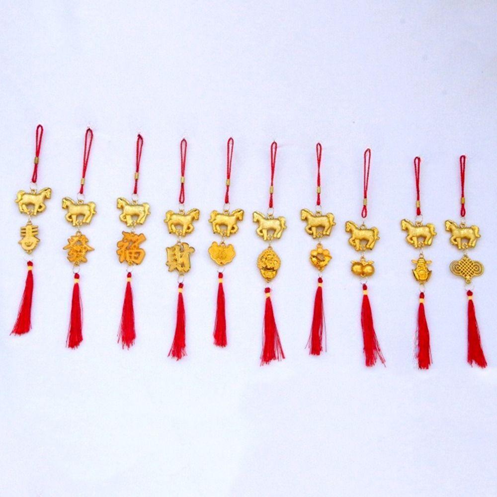 Red Gold Color Spring Festival Pendant Plastic Spring Festival Bonsai Pendant  Outdoor Decor
