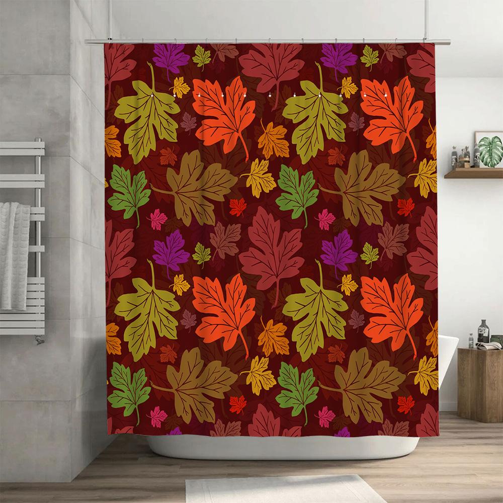 Colorful Leaves Shower Curtain Fall Decor for Bathroom 3D Printed Fabric Available in Multiple Sizes