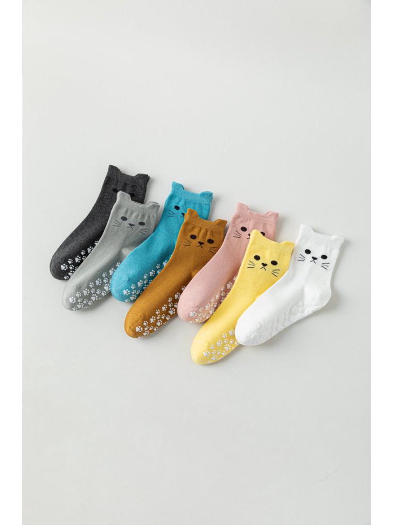 

Женские мультяшные носки до середины икры с котятами для йоги, противоскользящие - Хлопок, влагоотводящие, дышащие фитнес-носки One Size