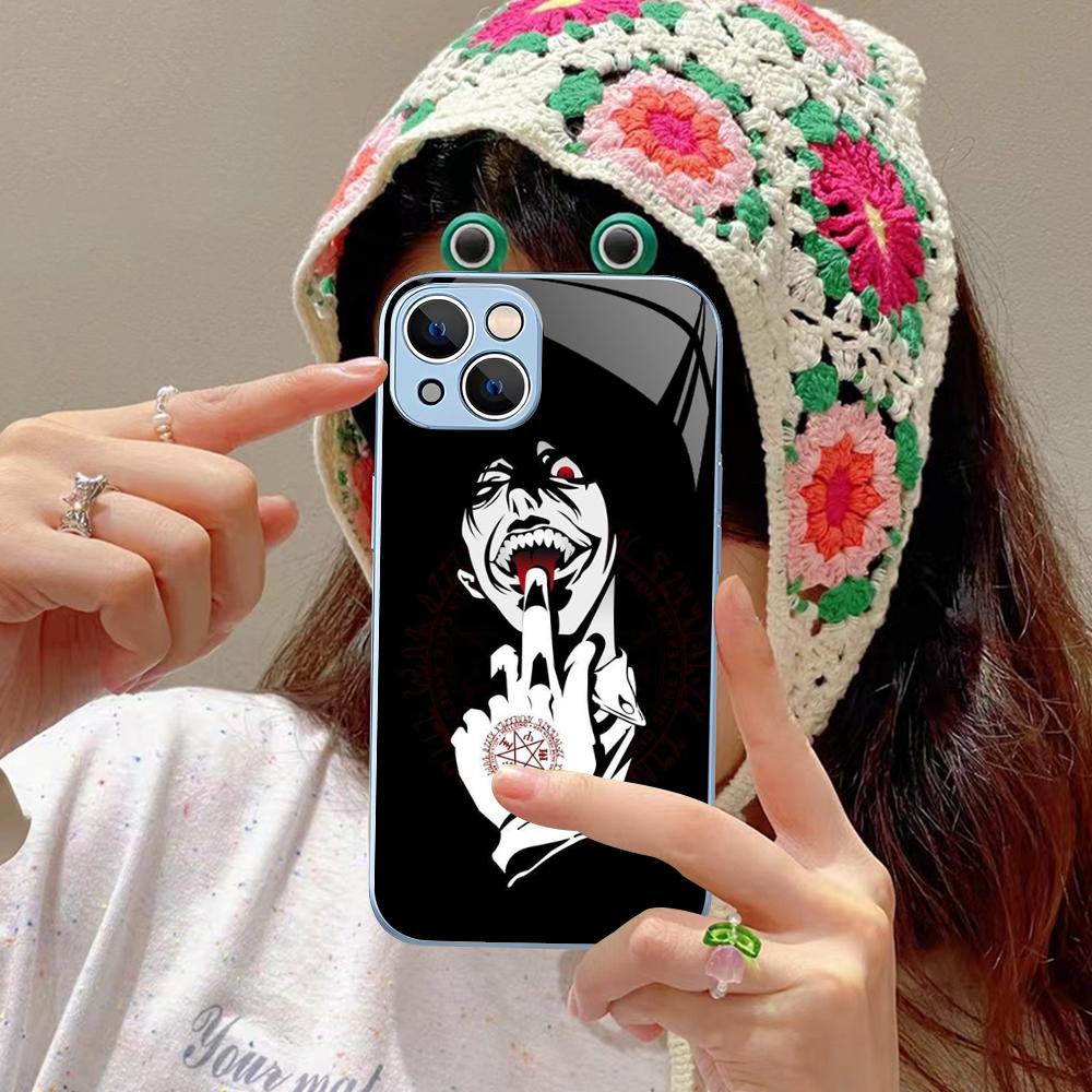 Alucard Hellsing Anime Phone Case Tempered Glass For iphone 14 13 12 11 Pro Mini XS MAX 14Plus X XS XR Cover