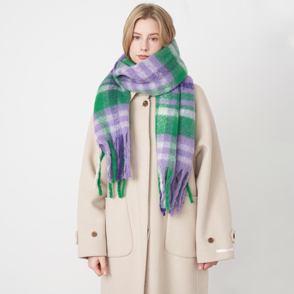 Winter New Women's Soft Imitation Cashmere Plaid Scarf Retro Scarf Women