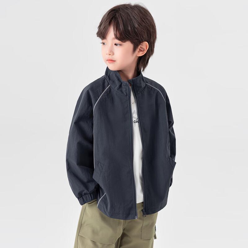 Duoduoja Boys' Stand Collar Reflective Strip Casual Jacket