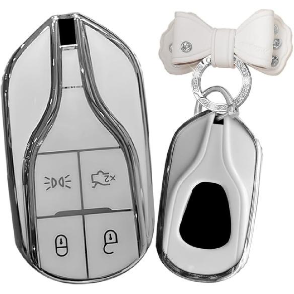 Key Fob Cover Fit For Maserati Quattroporte Ghibli Soft TPU Key Case Keychain Keyshell Accessories 4 button