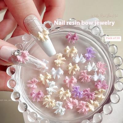 Nœud Rose Clair Bijoux Nail Art Couleur Noir et Blanc Résine Ruban Nœud Papillon Célébrités Internet Portent Accessoires pour Ongles