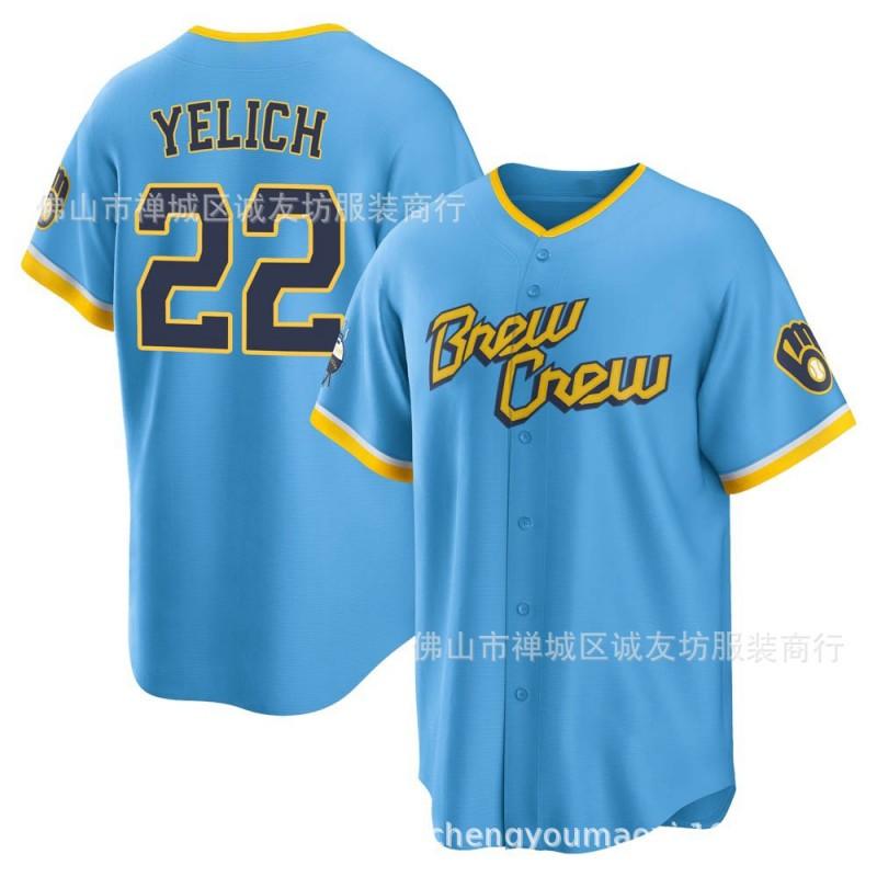 Milwaukee Brewers 22 Christian Yelich City Connect Elite Baseballtrikot Unisex Fanartikel
