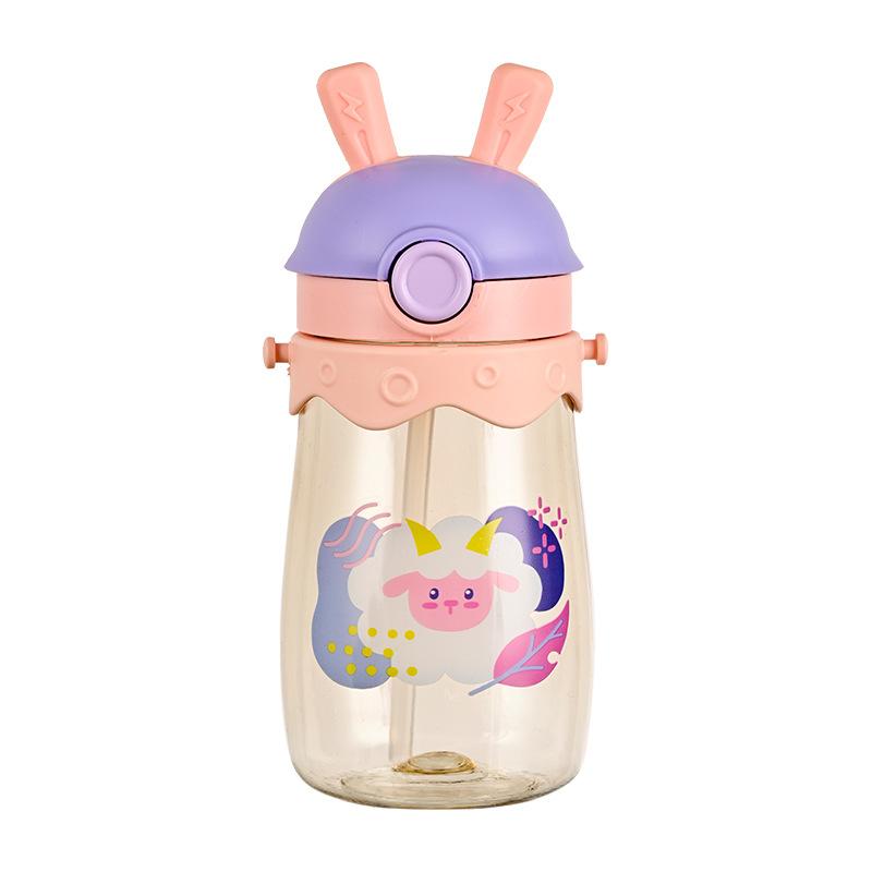 Adorable Cartoon Baby No-Spill Cup Baby Leak-Proof Cup Lightweight To Carry Summer Straw Drinking Cup Pc Plastic Cup