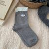 Women's Autumn Fashion New Grey Medium Tube Pile Cotton Socks