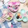 Kids' Wheat Straw Tableware Set Mickey Shaped Divided Plate Nordic Colors Eco Friendly&Degradable Baby Feeding Bowl&Utensils