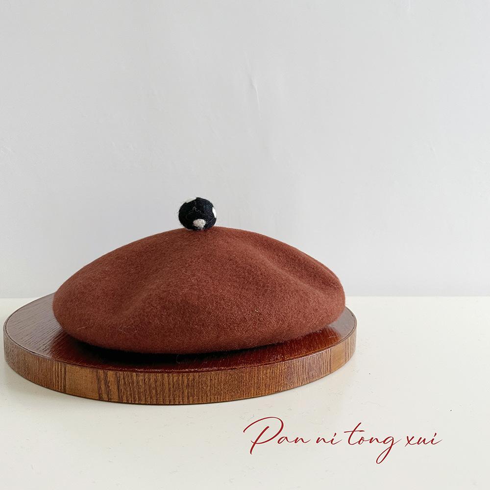 1pc Women French Classic Solid Color Beret Cap,fleece-lined Warmth Leisure Fashion Beanie Hat Suitable for Party Wear Halloween