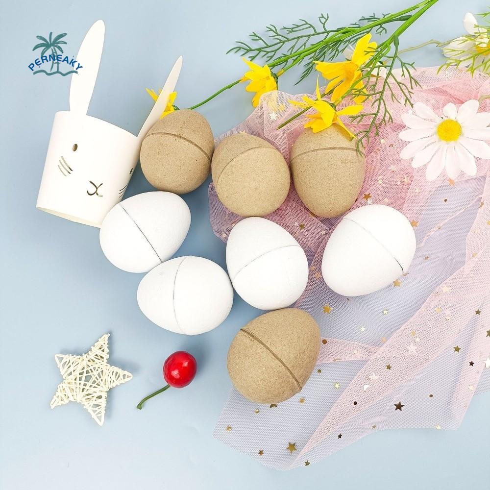 Unpainted Craft Easter Paper Eggs Blank Adorable DIY Easter Eggs Simulated Decorative Painted Easter Eggs Kids Handmade